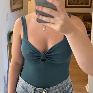 Teal Knot-Front Women’s bodysuit